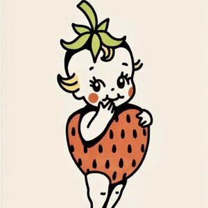 12"x8" Vintage Style Strawberry Kewpie Doll Unframed Canvas Art Print New